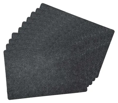 A stack of dark gray placemats.