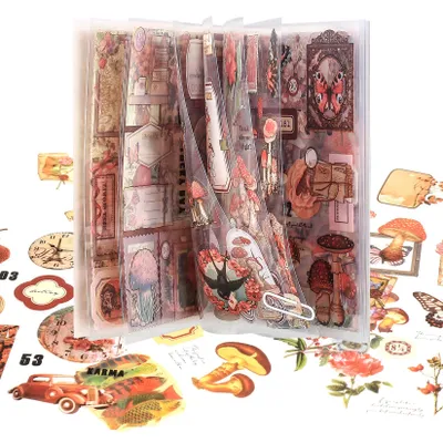 Produktbild von Scrapbooking Sticker Set - Vintage Dekorative Aufkleber - Zum Basteln und Gestalten - Mehrfarbig
