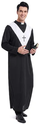Immagine prodotto di Costume da prete da uomo bianco e nero - Taglia unica (42), productTiles.product.images.aiGenerated