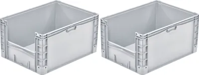 Produktbild von SparSet 2x  Euro-Norm Großbehälter Insight | HxBxT 42x60x80cm | 168 Liter | Grau  | Eurobehälter, Transportbox, Transportbehälter, Stapelbehälter