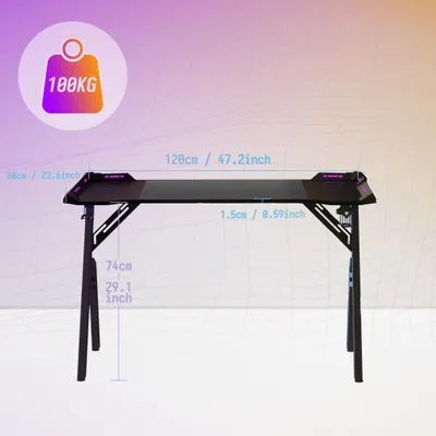 Produktbild von Gaming-Schreibtisch im A-Rahmen Design - 120 x 60 cm - Arbeitsplatte aus 1,5 cm MDF
