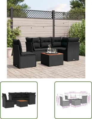 Produktbild von The Living Store 6-tlg. Garten-Sofagarnitur mit Kissen Schwarz Poly Rattan