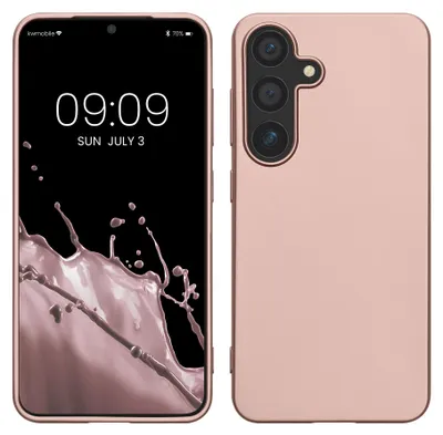 Produktbild von kwmobile Handyhülle für Samsung Galaxy S25 Hülle - Silikon Case metallisch schimmernd - Schutzhülle Cover - Metallic Rosegold