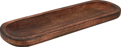 Produktbild von Holztablett oval dunkelbraun lasiert Deko Serviertablett 40×12cm