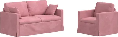 Produktbild von vidaXL Sofa Set 2 stk. Rosa Samt
