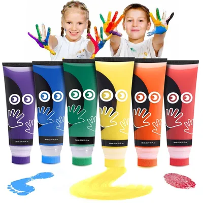Productafbeelding van 6 Kleurige Vingerverfsets voor Kinderen met Spons