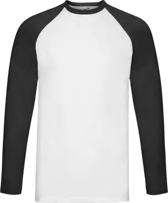 Immagine prodotto di Fruit of the Loom - Maglietta "Valueweight" da uomo - Baseball a maniche lunghe FK2329 (XXL) (bianco/nero)