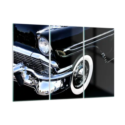 Produktbild von Bilder auf glas - Auto Chrom Kuba - 105x70cm - Glasbilder - Wandbilder - Kunstdruck - zum Aufhängen bereit - Wanddekoration aus Glas - Glas Bilder - Wandbild auf Glas - 3 Teile - GCE105x70-1451