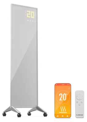 Image de Klarstein radiateur infrarouge avec thermostat, chauffage électrique 400 W, chauffage infrarouge pour maison connectée pour montage mural, IR avec contrôle par application et détection de fenêtre ouverte, radiateur efficace pour pièces humides