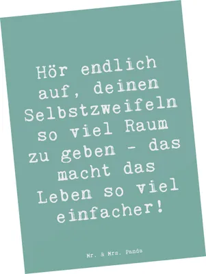 Produktbild von Mr. & Mrs. Panda Postkarte Spruch Zweifel an sich selbst - Meeresbrise - Geschenk, Zitat, Postkarten, Ansichtskarte, Fotokarte, Motivation, Gefühle Stimmungen, Grußkarte
