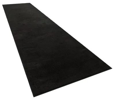 Productafbeelding van Wasbaar vloerkleed voor de woonkamer, korte pool, effen kleur, moderne stijl, zacht, zwart, afmetingen 80x300 cm