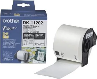 Zdjęcie produktu dla Brother DK-11202, Czarny na białym, 300 szt., DK, Biały, bezpośrednio termiczny, Chiny
