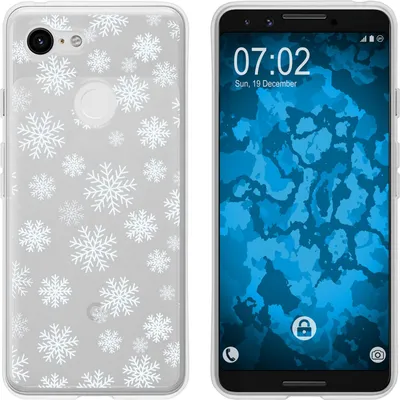Produktbild von PhoneNatic Case kompatibel mit Google Pixel 3 Silikon-Hülle X Mas Weihnachten Schneeflocken M2
