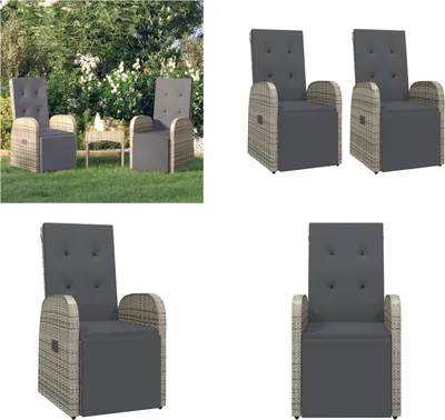 Produktbild von vidaXL Garten Liegestühle mit Kissen 2 Stk. Grau Poly Rattan - Garten-Liegestuhl - Garten-Liegestühle - Relaxsessel - Gartenmöbel