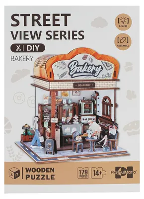 Produktbild von Holzbausatz "Bäckerei mit Licht" - 185 Teile.