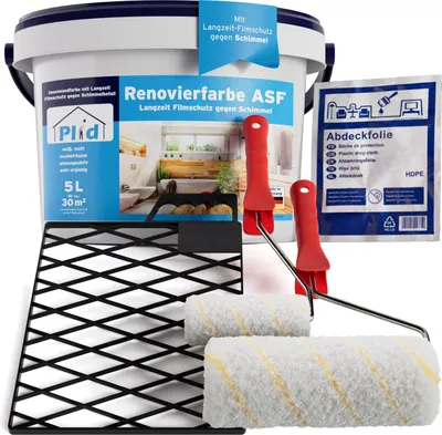 Produktbild von Plid Anti-Schimmelfarbe 5l  + Anstreichset, für ca. 30m² / Schimmelschutzfarbe