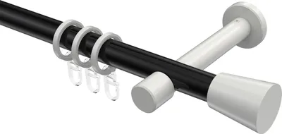 Produktbild von Interdeco Gardinenstange / Vorhangstange Schwarz / Weiß, Typ Prestige Sitra (Konus), 20 mm Ø 1-läufig, 260 cm