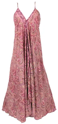 Produktbild von Boho Sommerkleid, Magic Dress, Seidiges Strandkleid, Maxikleid - Hibiskus, Damen, Pink, Polyester, Kleider