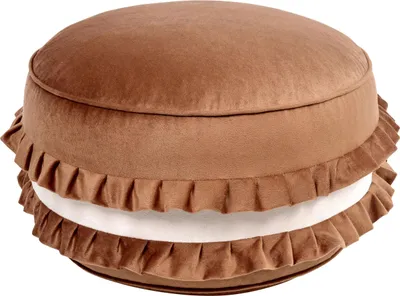 Obrázok produktu pre BELIANI Hnedý velúrový taburet 50 x 50 x 30 cm okrúhly taburet v tvare sušienky do detskej izby, moderný do obývacej izby alebo spálne