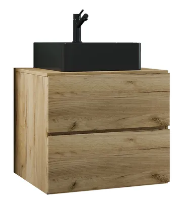 Image de 2 pcs lavabo / lavabo noir largeur 60 cm / meuble de salle de bain avec tiroirs / Lendas S BL