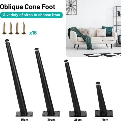 Produktbild von Famanu Möbelbeine 4 Stück - Verstellbar - Schwarze Beine für TV-Tische, Stühle, Sofas