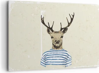 Produktbild von Bild auf Leinwand - Leinwandbild - Einteilig - Hipster Anthropomorphismus Hirsch - 120x80cm Wand Bild Wanddeko Wandbilder Leinwanddruck Bilder Wanddekoration Leinwand bilder AA120x80-4227
