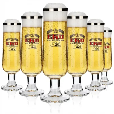 Produktbild von 6x Kulmbacher Reichelbräu Bierglas 0,3l Design Pokal Gläserset EKU Pils Brauerei