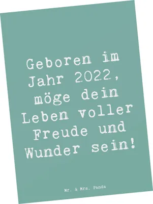Produktbild von Mr. & Mrs. Panda Postkarte Spruch 2022 Geburtstag - Meeresbrise - Geschenk, Ansichtskarte, Glückwunsch, unvergesslicher, Postkarten, Happy Birthday, besondere Geburtsjahr