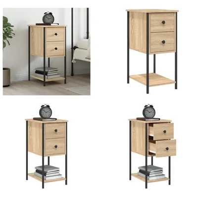 Produktbild von vidaXL Nachttisch Sonoma Eiche 32x42x70 cm Holzwerkstoff - Nachttisch - Nachttische - Nachtschrank - Schrank