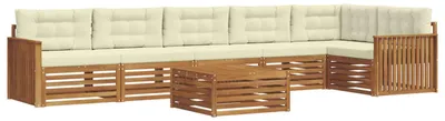 Produktbild von vidaXL Outdoor-Sofagarnitur mit Kissen 7 pcs Natur und Creme