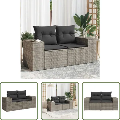 Produktbild von The Living Store Gartensofa 2-Sitzer mit Kissen Grau Poly Rattan