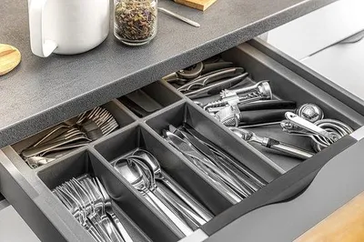 Produktbild von Famanu Besteckkasten-Einsatz Kunststoff Anthrazit - 340 x 472 mm