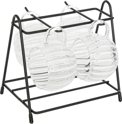 Produktbild von Rack 4 becher pumpkin transparent l17xp15xh15,8cm - Atmosphera créateur d'intérieur