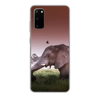 Produktbild von MuchoWow® Handyhülle Schutzhülle Hülle für Samsung Galaxy S20 Elefant - Gras - Sonne - Tiere Silikon Softcase Handy Hülle - Bild