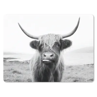 Produktbild von MuchoWow® Mauspad Mousepad Tiere - Schottischer Highlander - Kuh - Schwarz - Weiß 40x30 cm - Mousepads - Maus Mat - Pad - Mausunterlage - Anti Rutsch