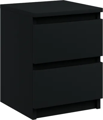 Produktbild von Nachttisch Kommode mit 2 Schubladen Sideboard Schwarz Mat