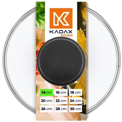Produktbild von KADAX Glasdeckel mit schwarzem Silikongriff "Tolfa", hitzebeständiger Topfdeckel, 14 cm