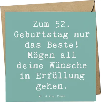 Produktbild von Mr. & Mrs. Panda Glückwunschkarte Spruch 52. Geburtstag - Meeresbrise - Geschenk, doppelkarte, faltkarte, Herzliche Geburtstagswünsche, Grußkarte, Happy Birthday, Alter