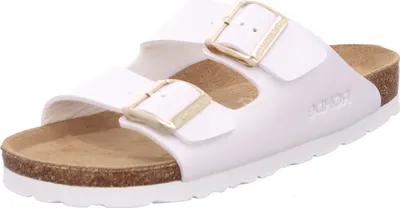 Produktbild von Rohde Damen Pantolette Lack zwei Schnallen Kork Fußbett Alba 5576, Größe:37 EU, Farbe:Weiß
