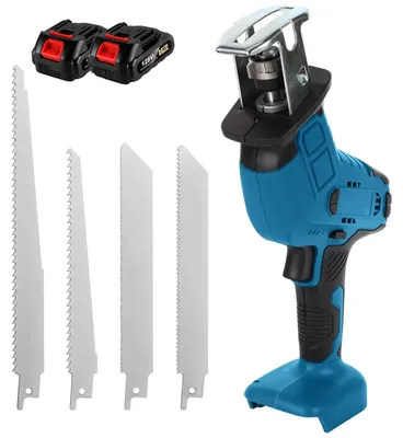 Image de Scie sabre/scie alternative sans fil 18 V - 4 000 tr/min - Vitesse variable - Deux batteries incluses - Pour le bois et le métal - Rouge