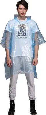 Produktbild von Einweg Regenschutz mit Kapuze Wasserdicht Regenmantel Regenumhang XXXL