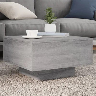 Produktbild von Couchtisch Wohnzimmertisch, moderner Stil, mit LED-Leuchten Grau Sonoma 55x55x31 cm 836579