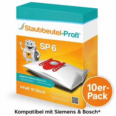 Produktbild von Staubsaugerbeutel Staubbeutel-Profi SP6 kompatibel zu Swirl S67 geeignet für Siemens VSZ 4G230S  Siemens Staubsauger Q5.0, VSQ5X1230, VSZ3XTRM11, VSZ324XXL (10 Staubbeutel), KI-generiertes Bild
