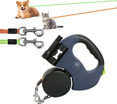 Imagen del producto de Correa extensible para perros, 300 cm, con doble mosquetón, giratoria 360°, para perros pequeños y medianos
