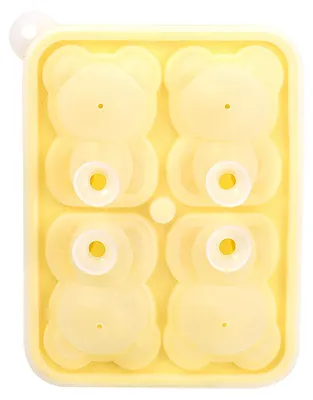 Obrázek produktu pro Forma na led ve tvaru malého medvídka, 4 mřížky, silikonová forma na výrobu krémových dortových svíček, žlutá
