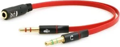 Produktbild von System-S Audio Mikrofon Adapterkabel für Smartphone Headset zu PC Verbindung