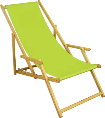 Produktbild von Klappliege pistazie Sonnenliege Relaxliege Strandstuhl Deckchair Buche natur klappbar 10-306 N