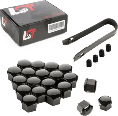 Produktbild von 20x Radschrauben Kappen 17mm schwarz für JEEP CHEVROLET CHRYSLER FORD LAND ROVER