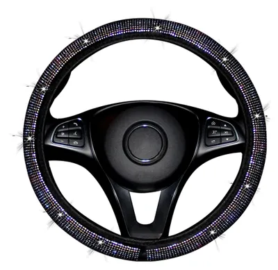 Produktbild von Lenkradabdeckung aus Kristall Lenkradbezug Auto Universal Lenkradhülle Bling Bling Lenkradbezug Leder Rutschfeste Lenkrad Abdeckung Auto-Dekozubehör
