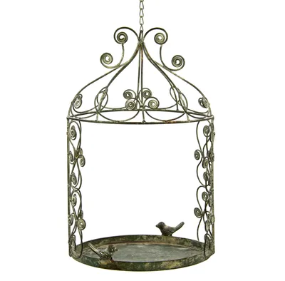 Immagine prodotto di Gabbia decorativa per uccelli da appendere 25x15,5xH40cm + catena 19cm grigio-marrone